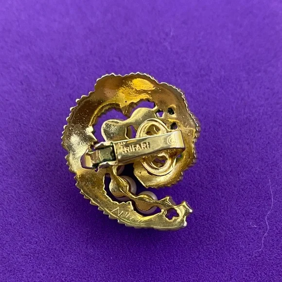 💛 Vintage Trifari Gold Plated Pearl Bracelet & Clip On Earring Set | Classic - Picture 4 of 8